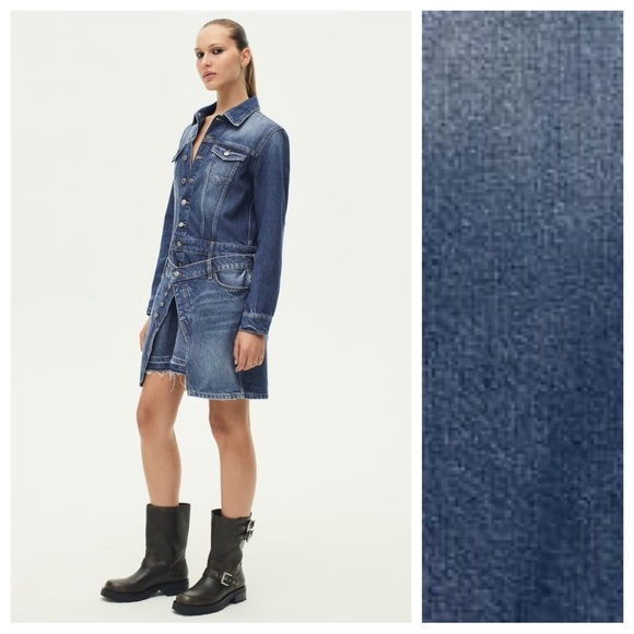NWT. Zara Blue Denim Layered Mini Dress. Size S. - Picture 3 of 13